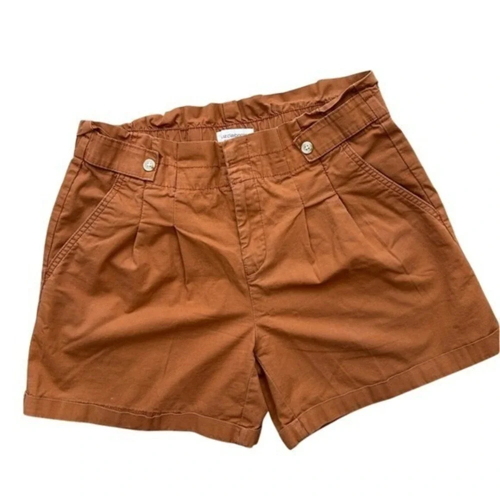 Liz Claiborne Linen Blend Paperbag Waist Shorts Terracotta Rust Womens Size 8